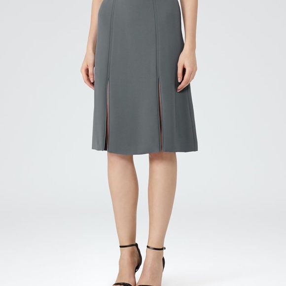 REISS Ennis Split Side skirt in Kingfisher - Picture 3 of 8